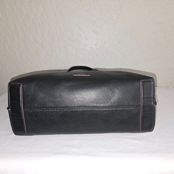 Fossil Julia Large Black Pebbled Leather Shoulder Tote Bag Carryall Purse - Picture 12 of 14